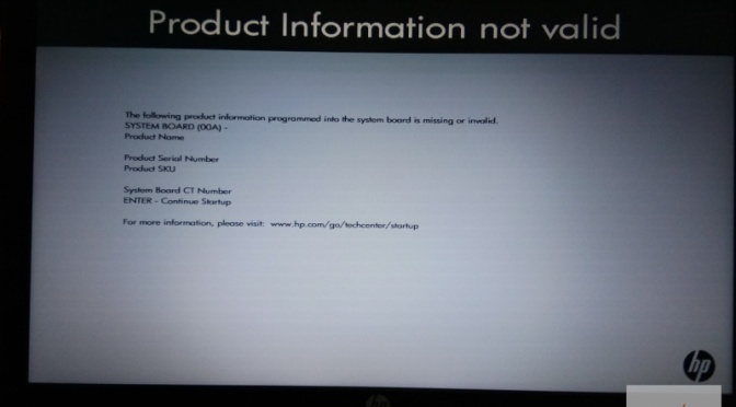 Troubleshoot pesan error “product information not valid” pada laptop HP (HEWLETT PACKARD)
